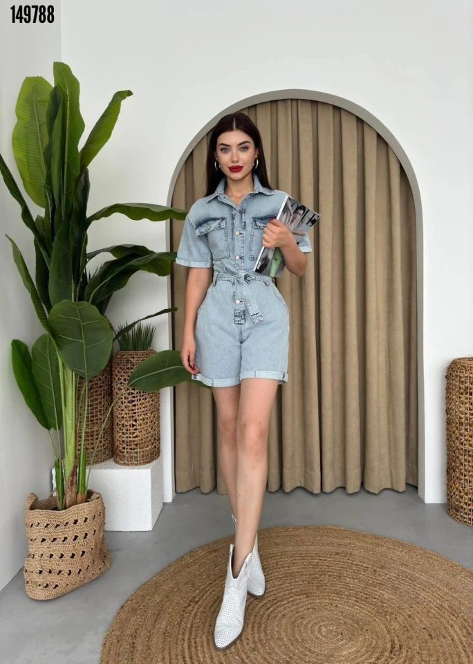 Kadın Tone Denim Tulum