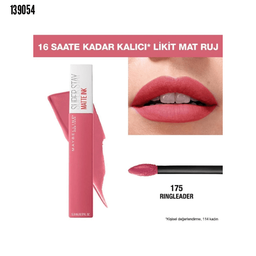 Maybelline New York Gün Boyu Kalıcı Etki Sunan Süper Mat Likit Ruj 175 Ringleader X2