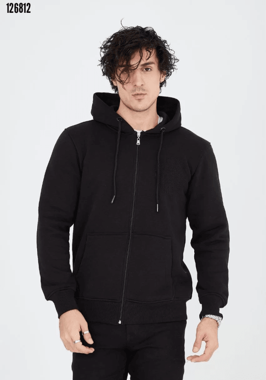 Unisex Tam Fermuarlı Kapşonlu  SweatShirt 