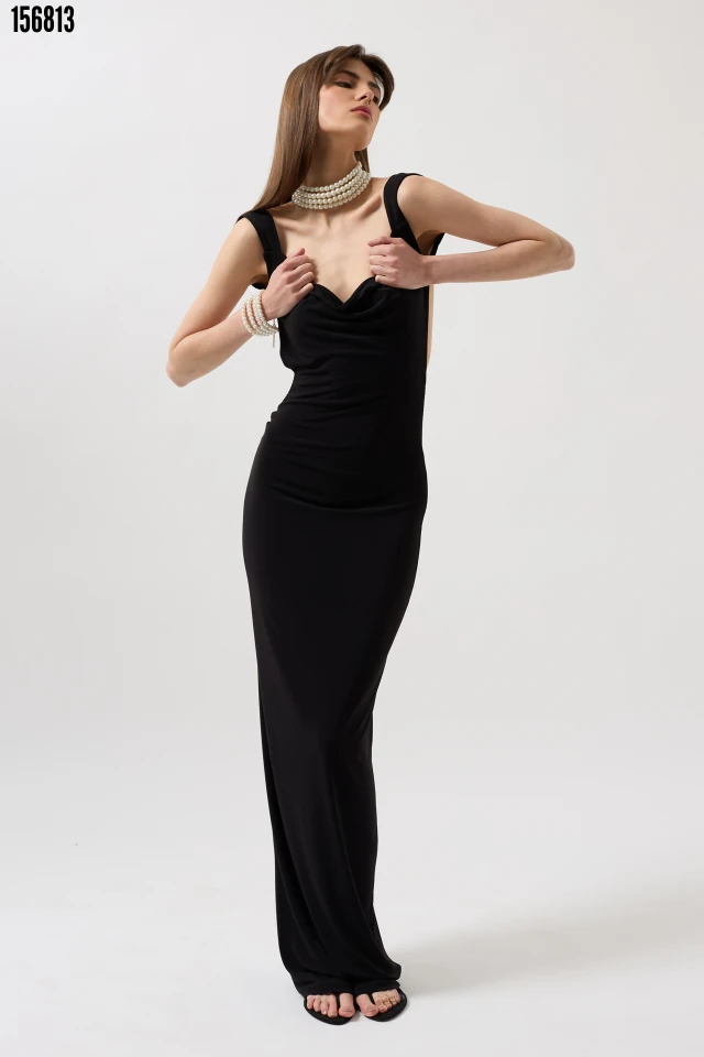 Sırt Dekolte Maxi Elbise