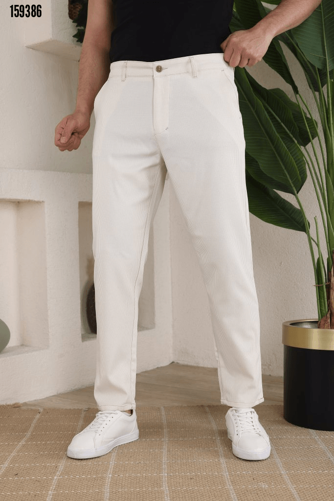 Erkek Casual Cord Desenli Kumaş Pantolon