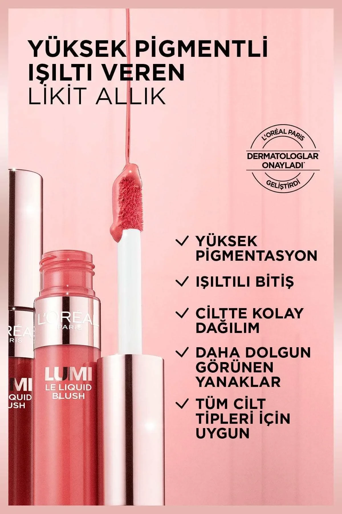 LOreal Paris Lumi Blush Likit Allık 11 ml - 635 Glowy Worth It Medium
