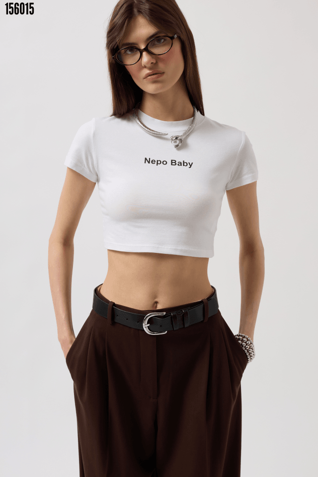 Nepo Baskılı Crop TShirt