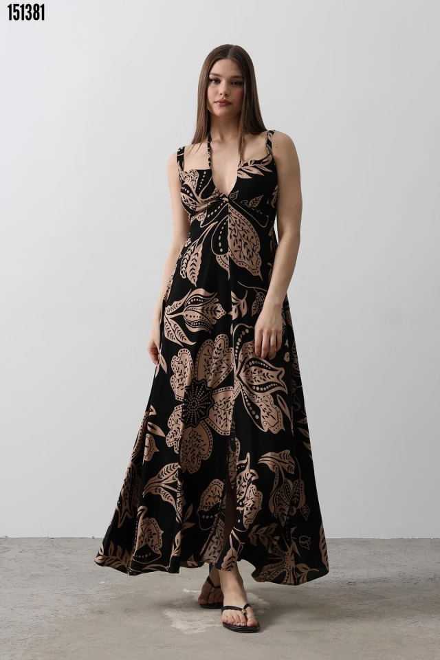 Kadın Askılı Viskon Elbise