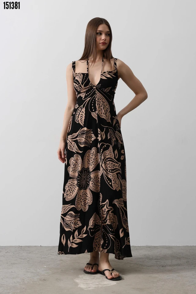 Kadın Askılı Viskon Elbise