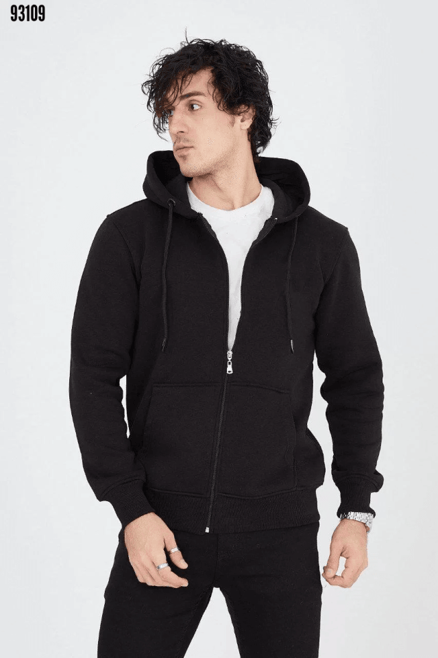 Unisex Tam Fermuarlı Kapşonlu  SweatShirt 