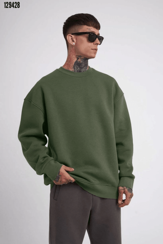Unisex Biskilet Yaka Üç İplik SweatShirt
