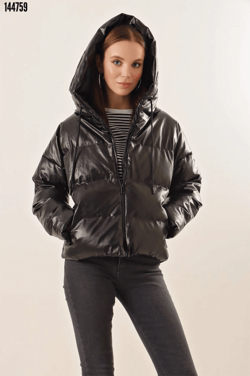 Oversize Deri Mont - Siyah