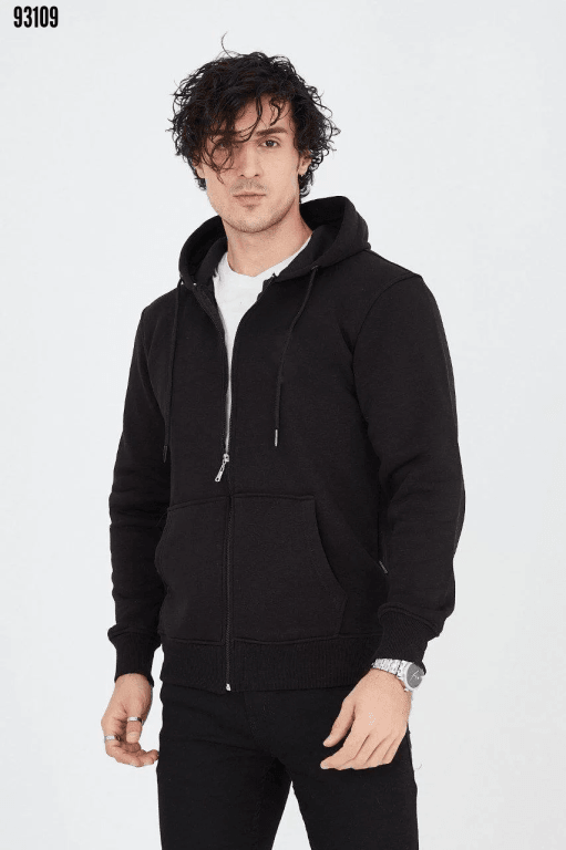 Unisex Tam Fermuarlı Kapşonlu  SweatShirt 