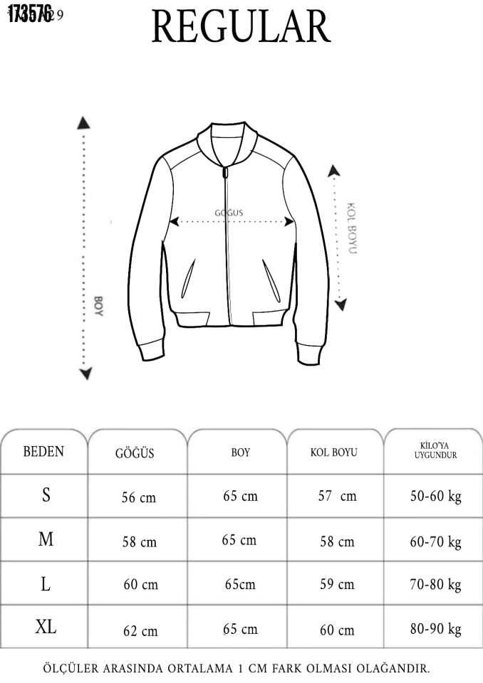 Unisex Uzun Kol Baskılı Bomber Ceket - Siyah