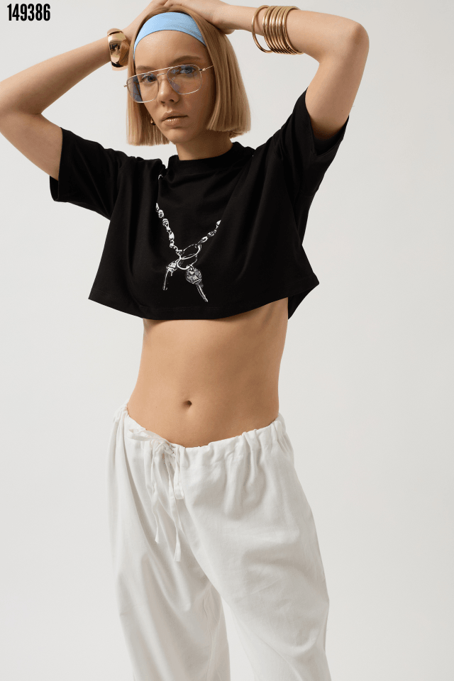 Baskılı Crop TShirt