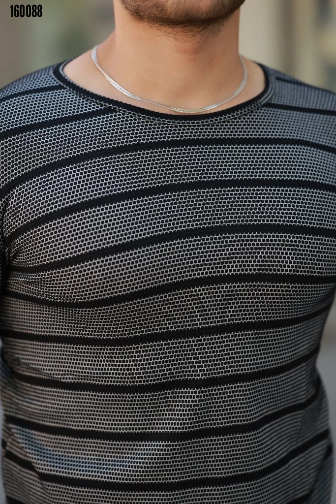 Erkek Petek Desenli Kısa Kollu T-shirt