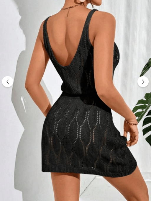 Askılı Model Belden Oturtmalı Triko-Plaj Elbisesi
