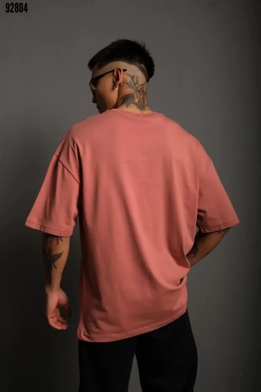 Erkek Trend Oversize T-shirt - Gül Kurusu