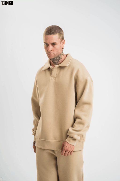 Unisex Double Oversize Patlı Yaka SweatShirt