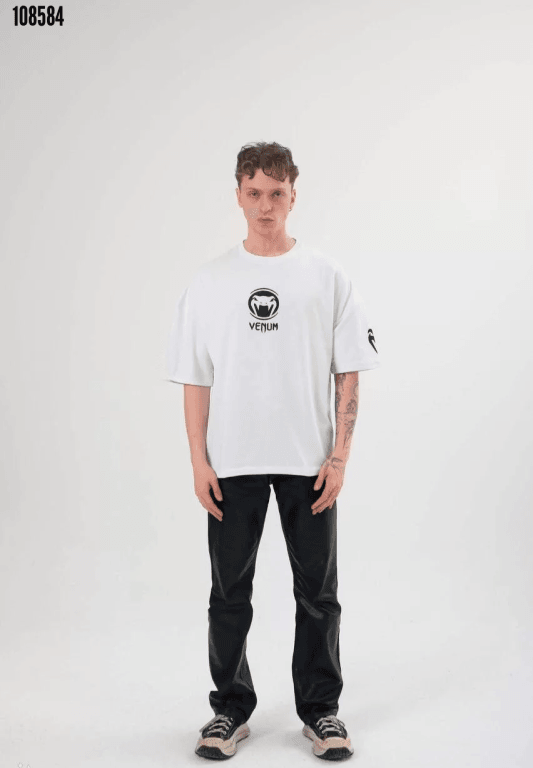 Erkek Bisiklet Yaka Baskılı Oversize T-Shirt