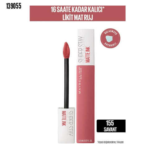 Maybelline New York Super Stay Matte Ink Likit Mat Ruj - 155 Savant - Nude/pembe