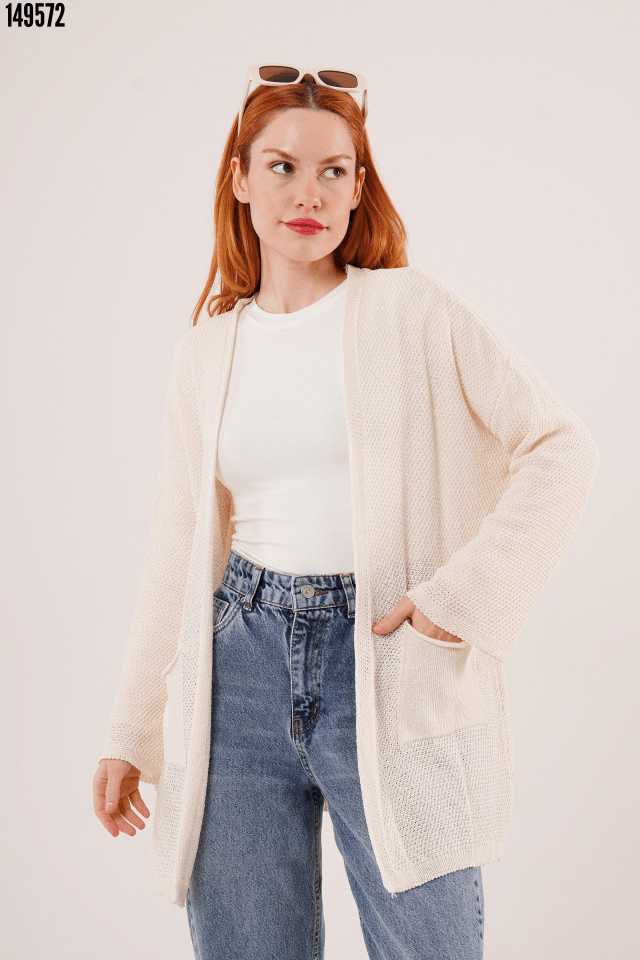Cepli Salaş Model Triko Uzun Hırka