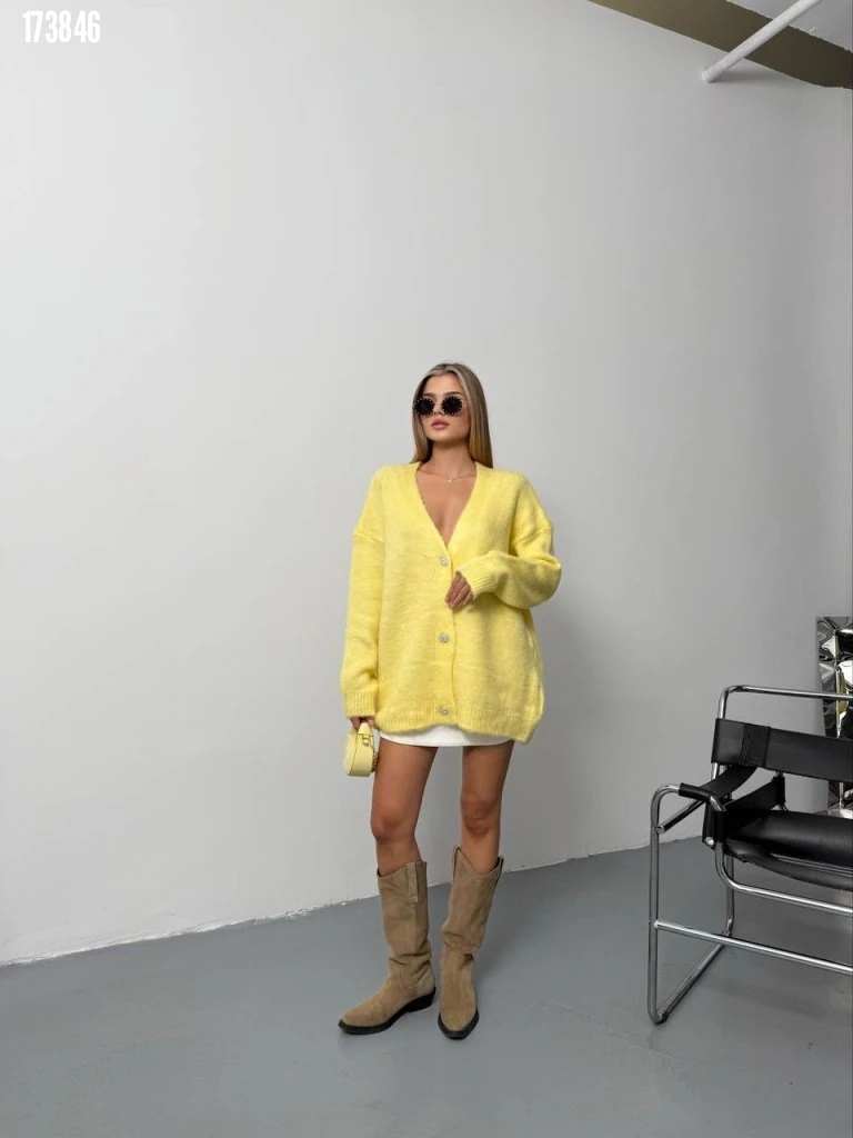 Kadın Şardonlu Trend Triko Hırka