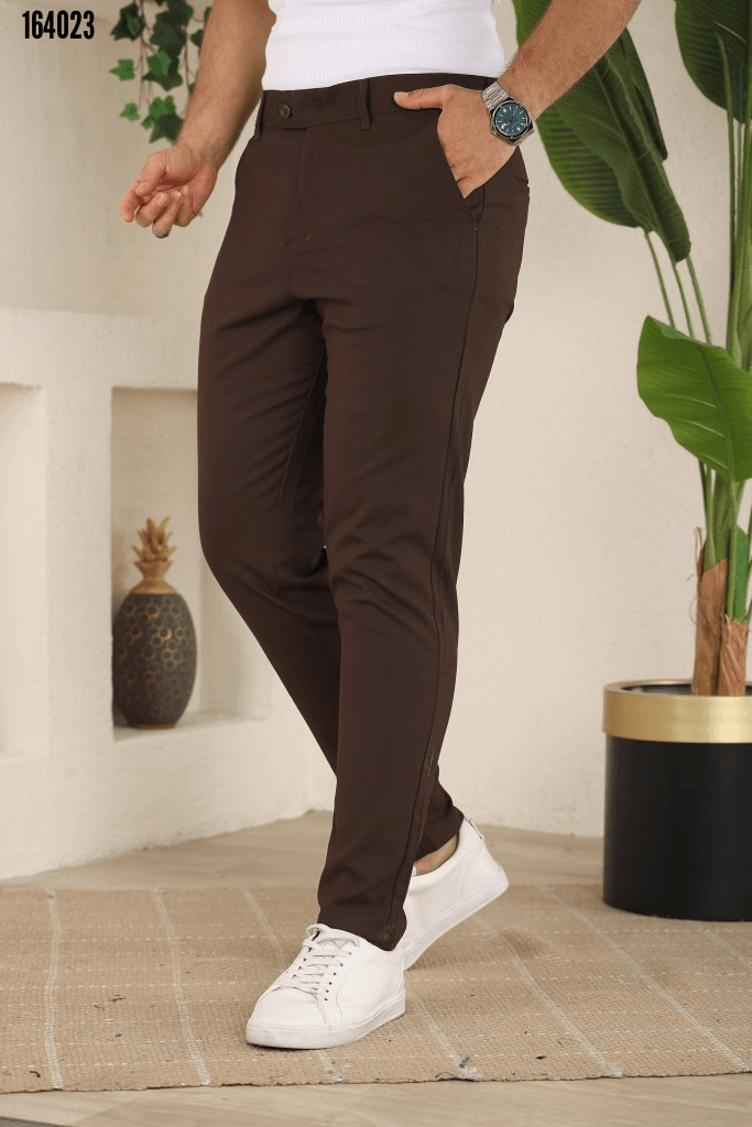 Erkek Slim Fit Likralı Bilek Boy Kumaş Pantolon