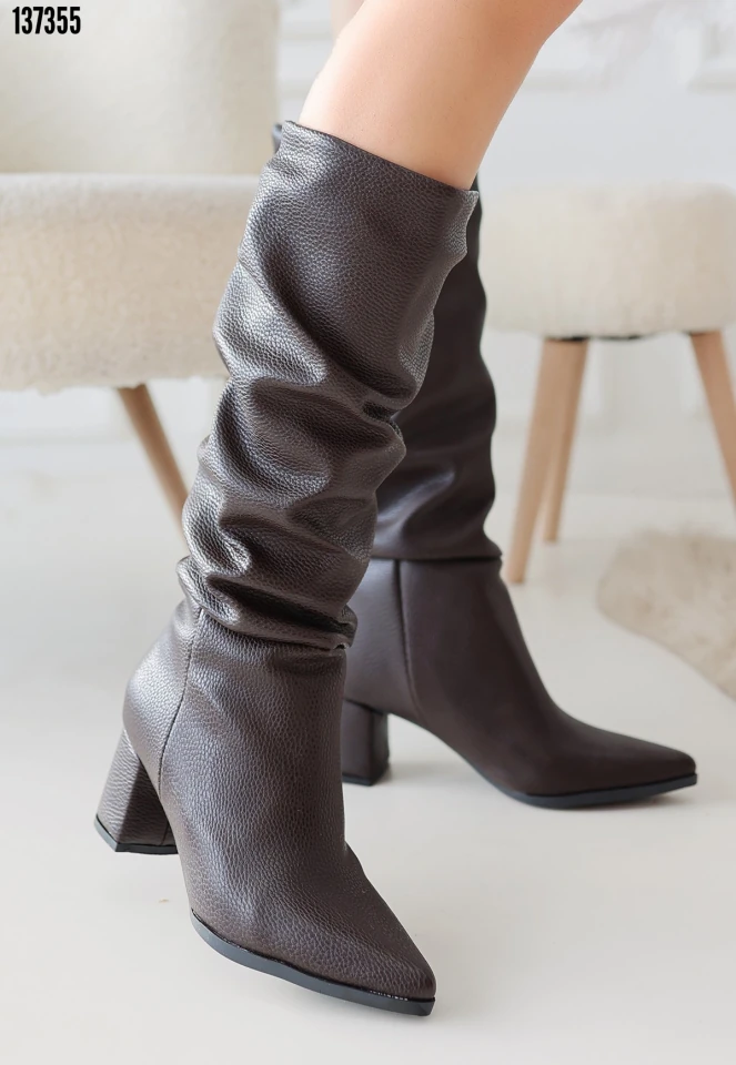 Pitay Kahverengi Cilt Topuklu Çizme