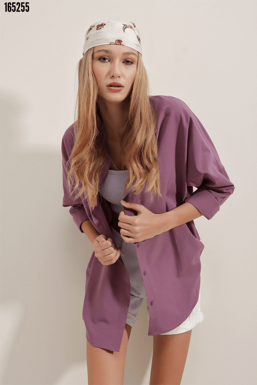Oversize Uzun Basic Gömlek