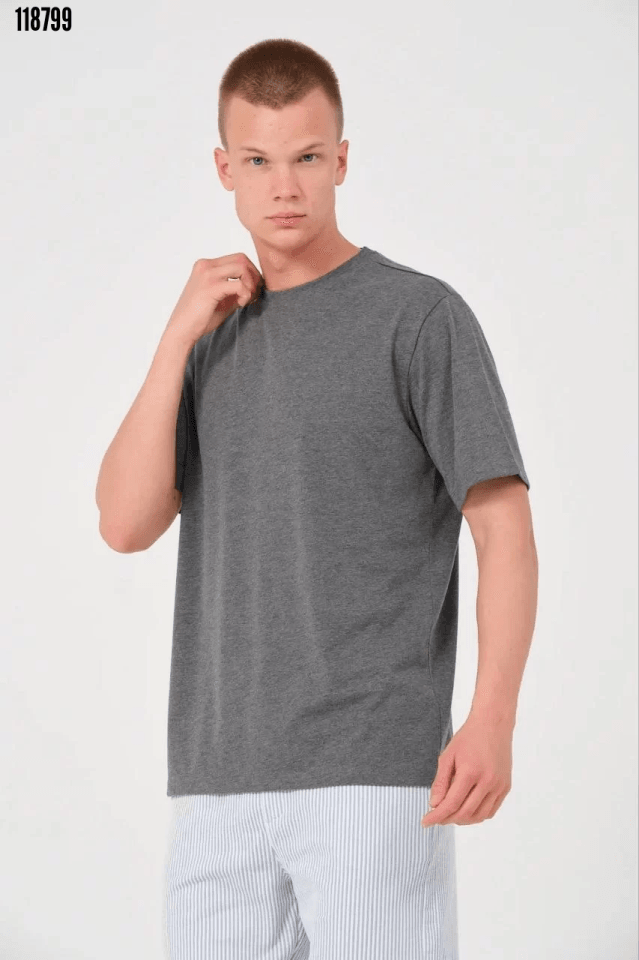 Unisex Düz Biskilet Yaka Oversize T-shirt 