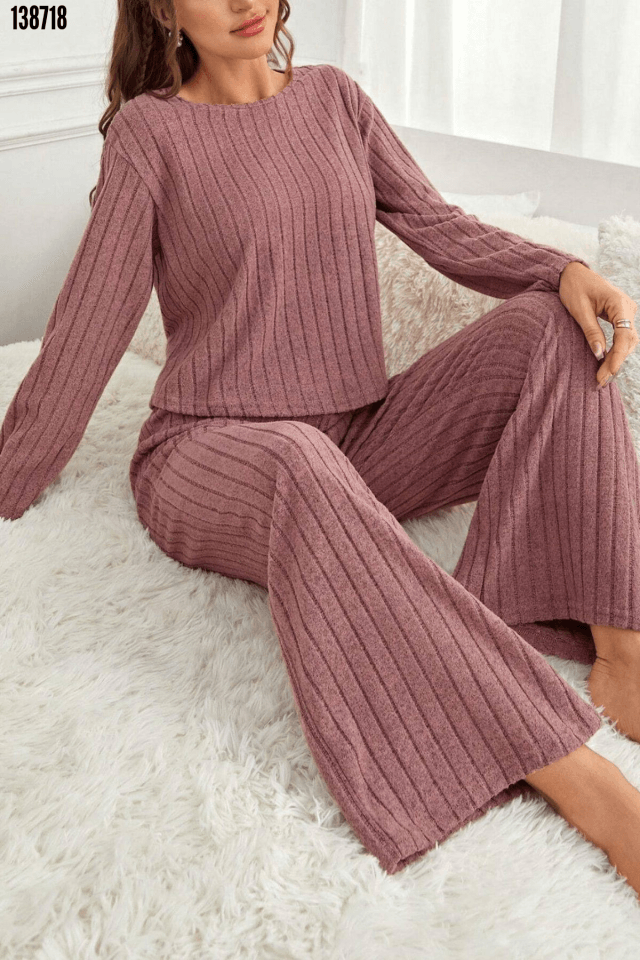 Gül Kurusu Pamuklu Pijama Takımı