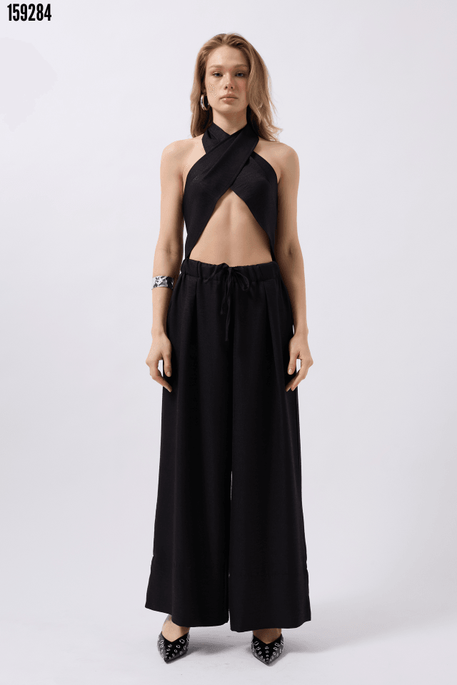 Düşük Bel Oversize Keten Pantolon