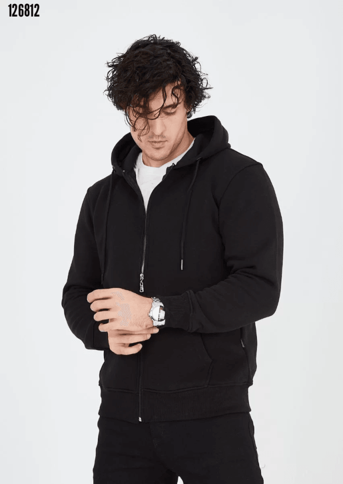 Unisex Tam Fermuarlı Kapşonlu  SweatShirt 