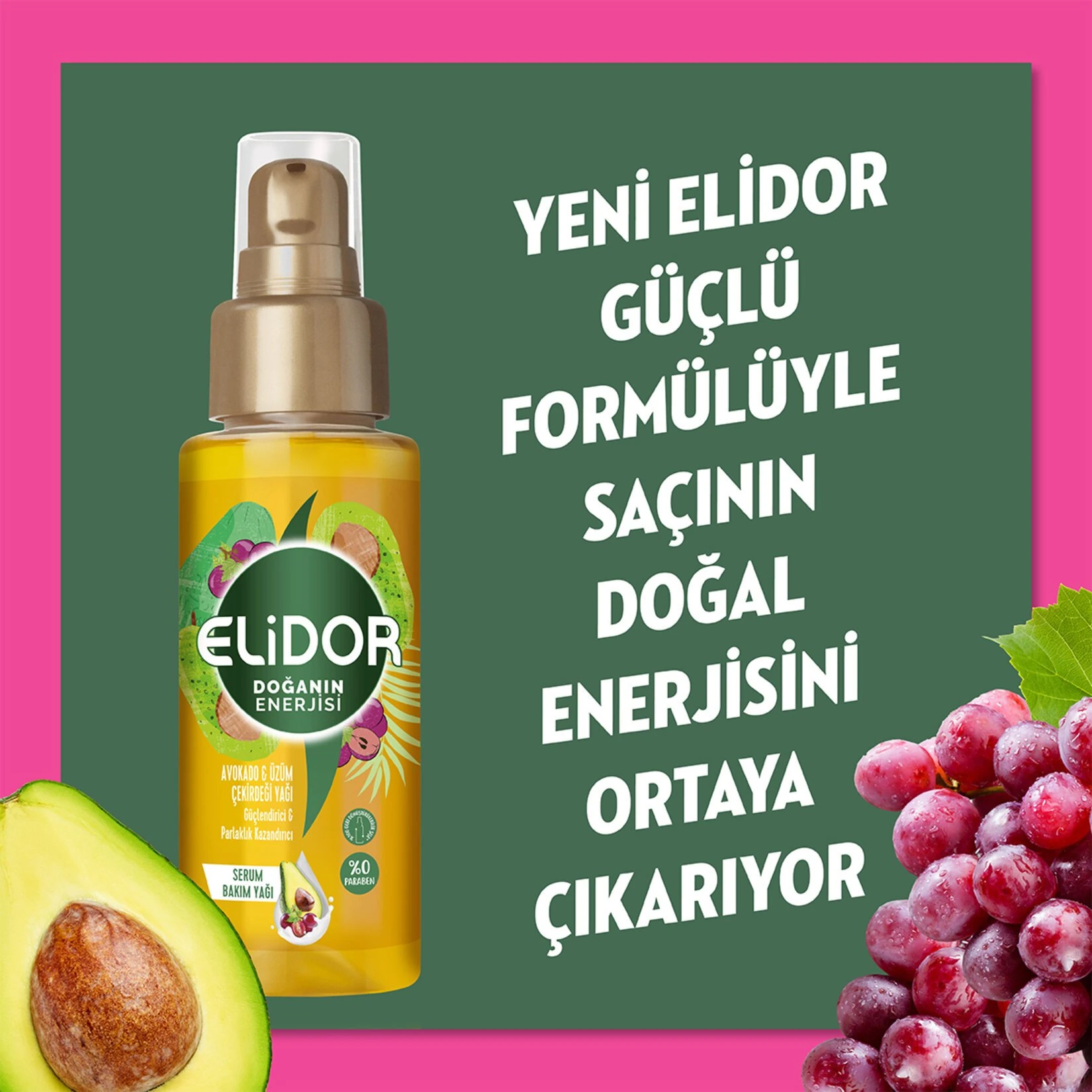 Elidor Doğanın Enerjisi Serum Saç Bakım Yağı Avokado ve Üzüm Çekirdeği Yağı 80 ml
