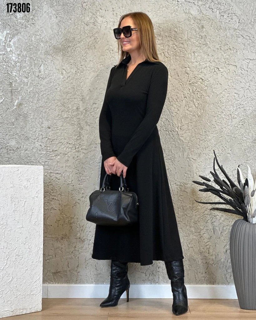 Kadın Midi Viskon İki İplik Elbise