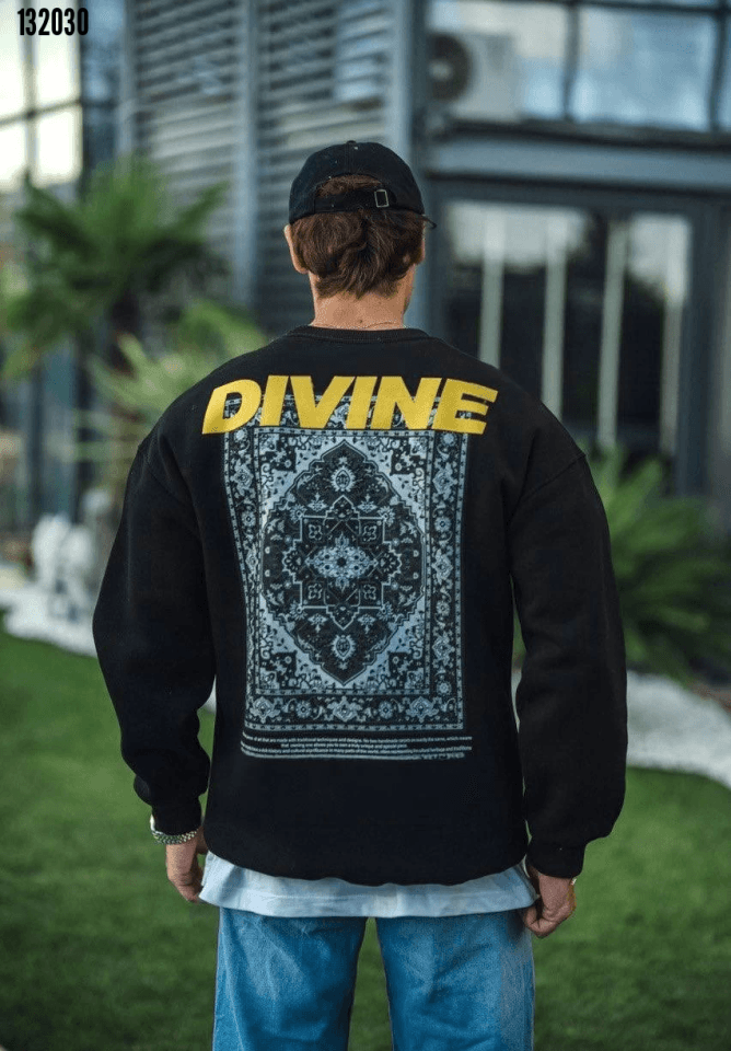 Kışlık Bisiklet Yaka Baskılı SweatShirt 