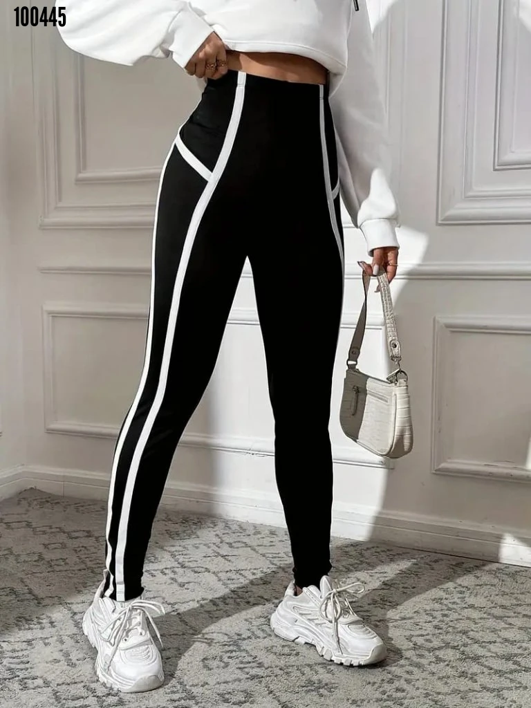 Kadın yan çift şerit detaylı toparlayıcı egzersiz dalgıç tayt