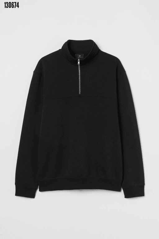 Oversize Yarım Farmuarlı Yakalı Basic SweatShirt 