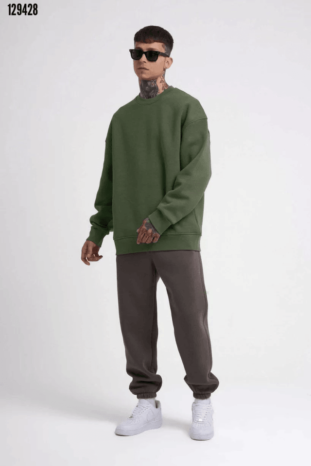 Unisex Biskilet Yaka Üç İplik SweatShirt