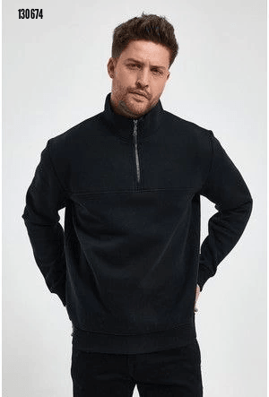 Oversize Yarım Farmuarlı Yakalı Basic SweatShirt 