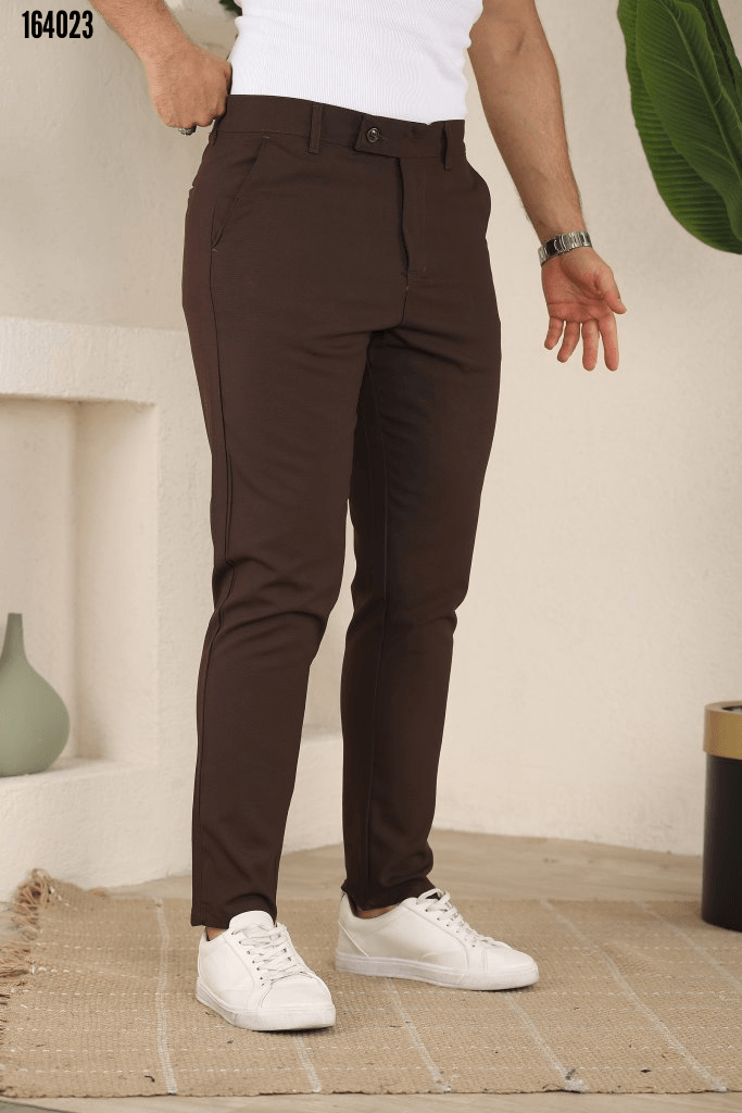 Erkek Slim Fit Likralı Bilek Boy Kumaş Pantolon