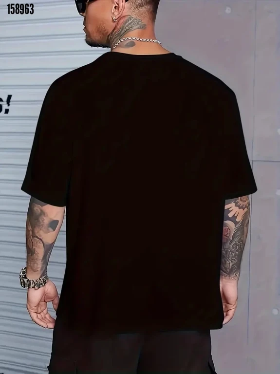 Baskılı Oversize Bisiklet Yaka T-shirt