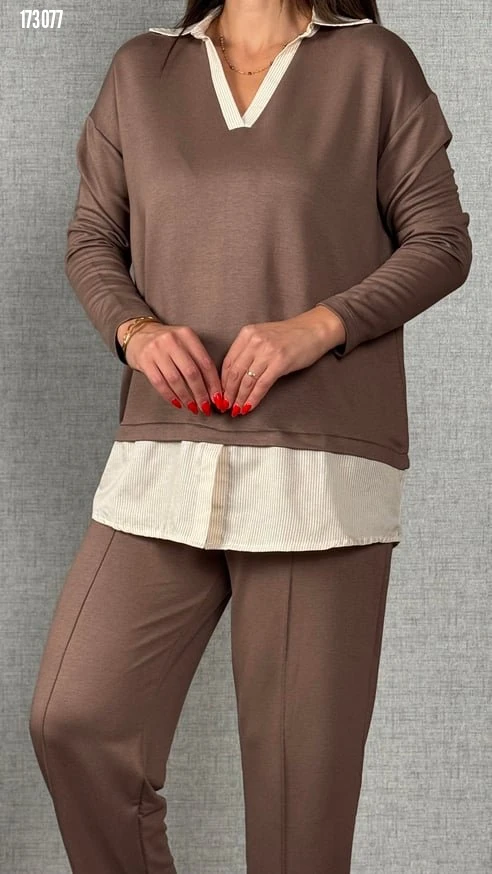 Polo Yaka Gömlek Detay İkili Takım