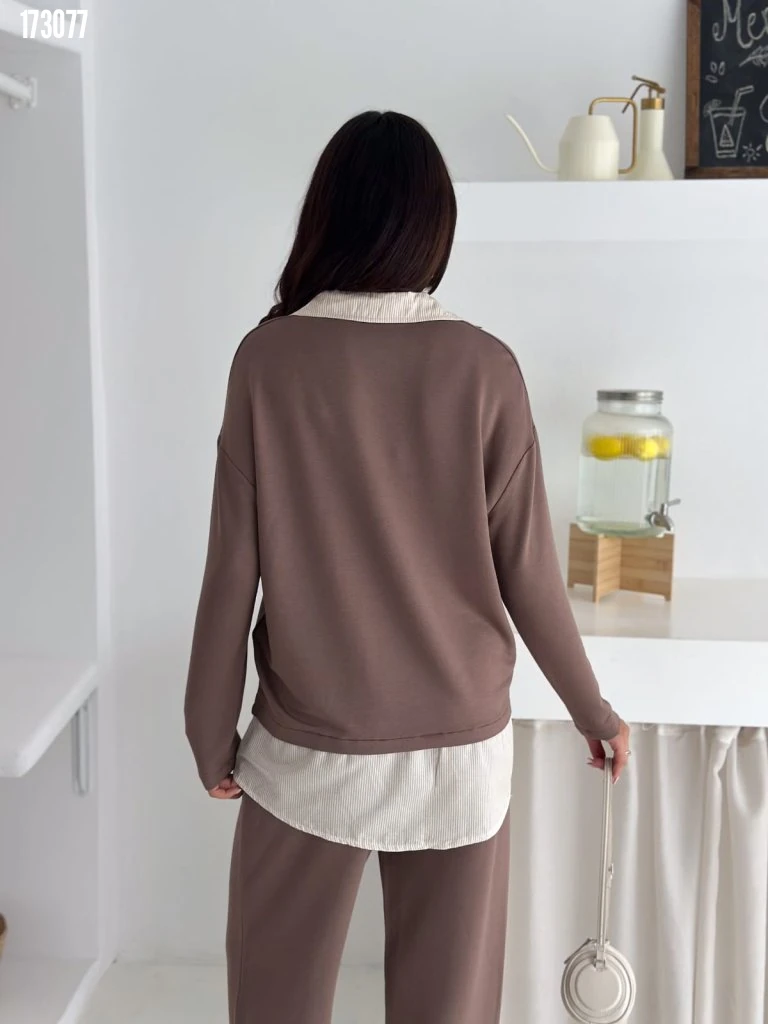 Polo Yaka Gömlek Detay İkili Takım