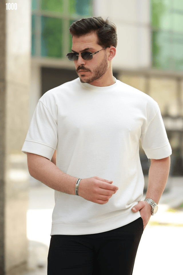 Erkek Basic Oversize Double Face Kumaş Tshirt