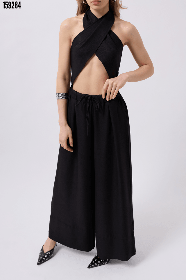 Düşük Bel Oversize Keten Pantolon