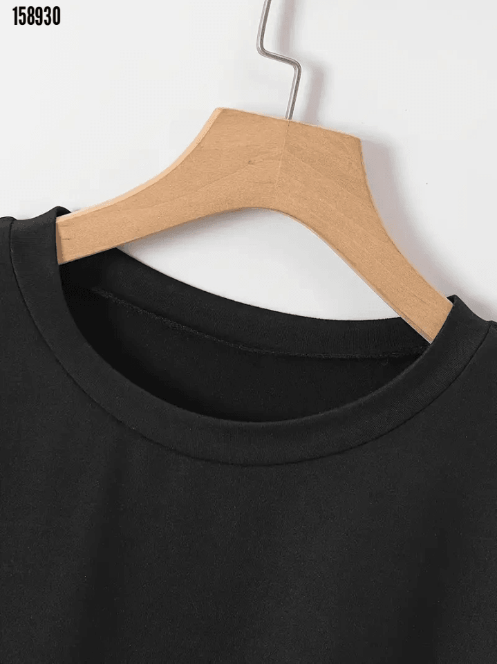 New York Baskılı Oversize Bisiklet Yaka Tshirt