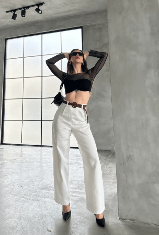 Beli Kemerli Keten Pantolon
