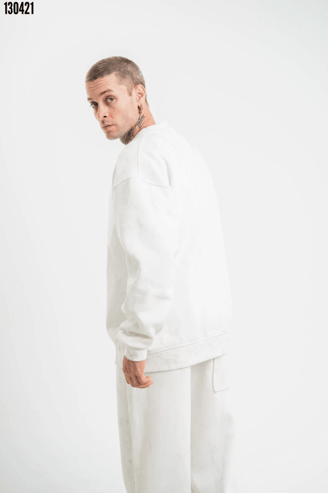 Unisex Uzun Kol Bisiklet Yaka Yıkamalı SweatShirt