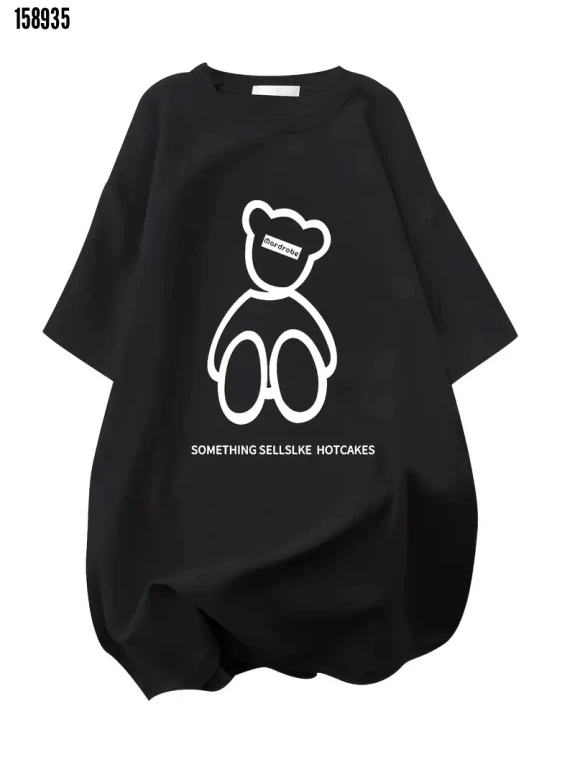 Baskılı Oversize Bisiklet Yaka Tshirt