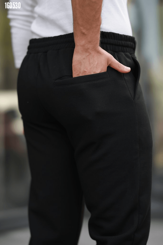 Erkek Beli Bağcıklı Duble Paça Örme Pamuklu Kumaş Pantolon