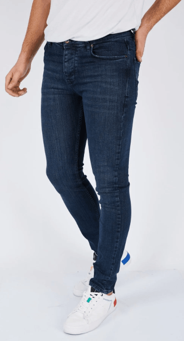Erkek Mavi Düz Slim Fit Likralı Dar Paça Kot Pantolon