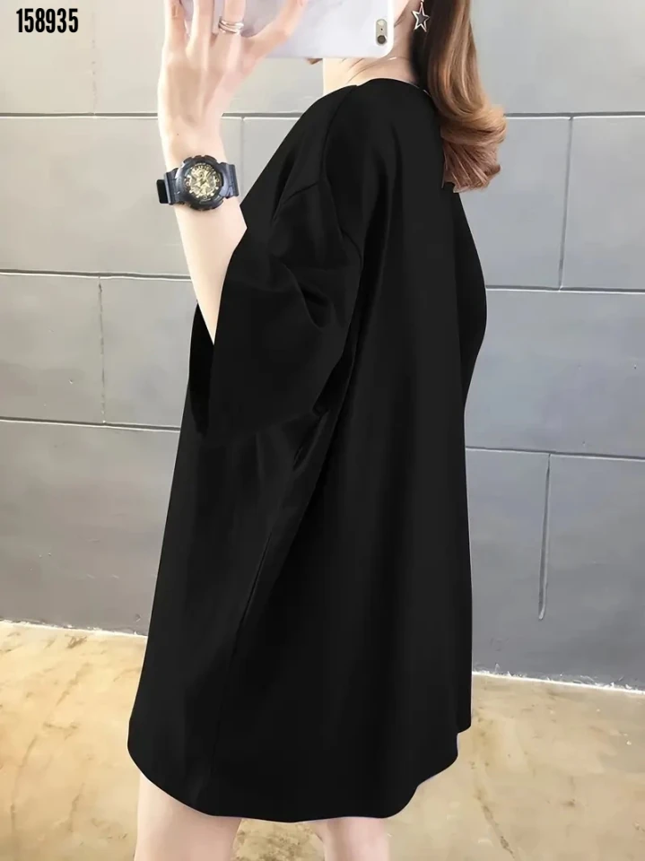 Baskılı Oversize Bisiklet Yaka Tshirt